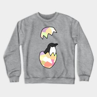 Little Penguin Popping out of her Funny Easter Egg Crewneck Sweatshirt